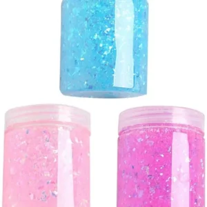 AncientKart New Big Crystal Mud Putty Jelly Slime with sparkles Set of 3 (3 inch bottles) Multicolor Putty Toy